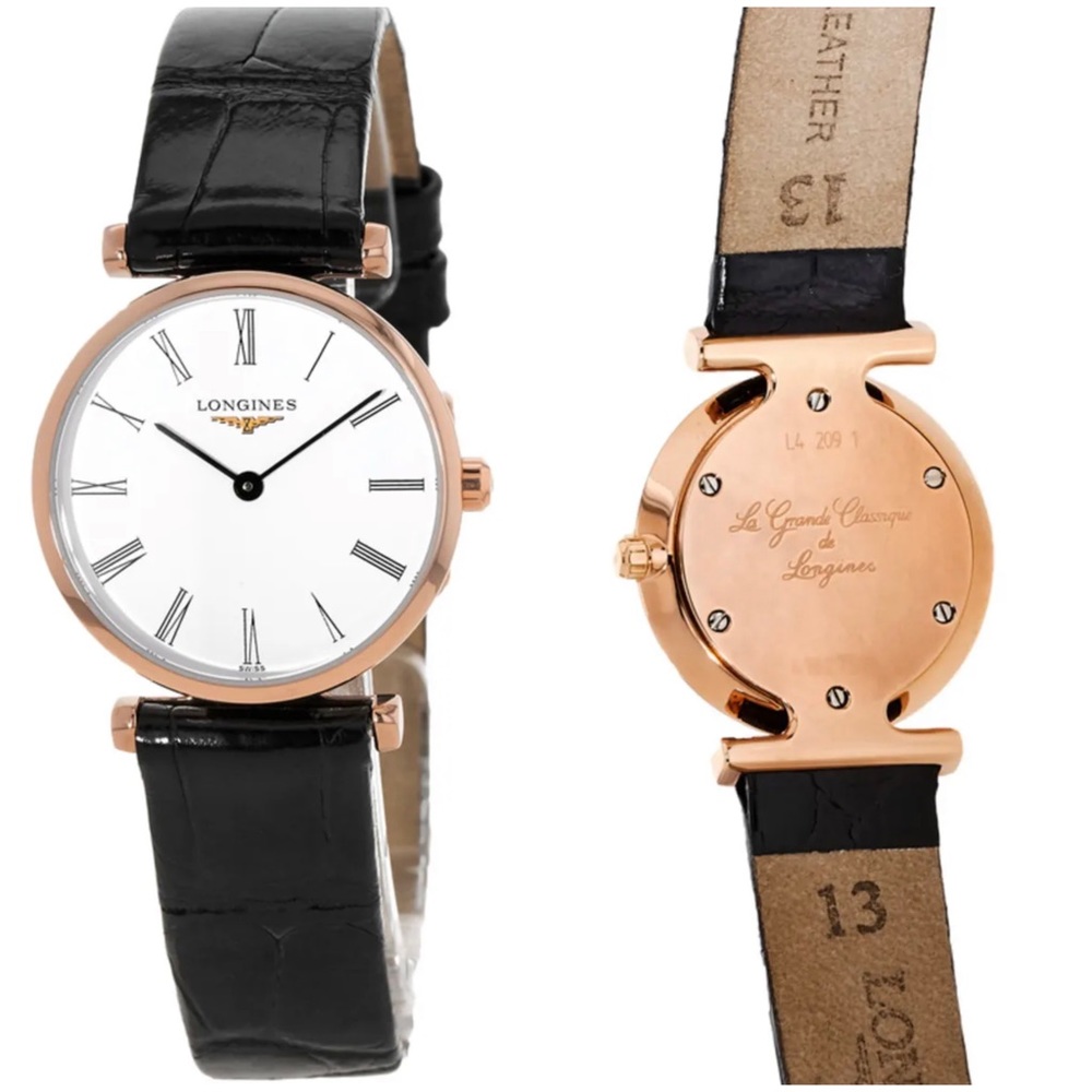 Longines Women's Watch - Black and Rose Gold